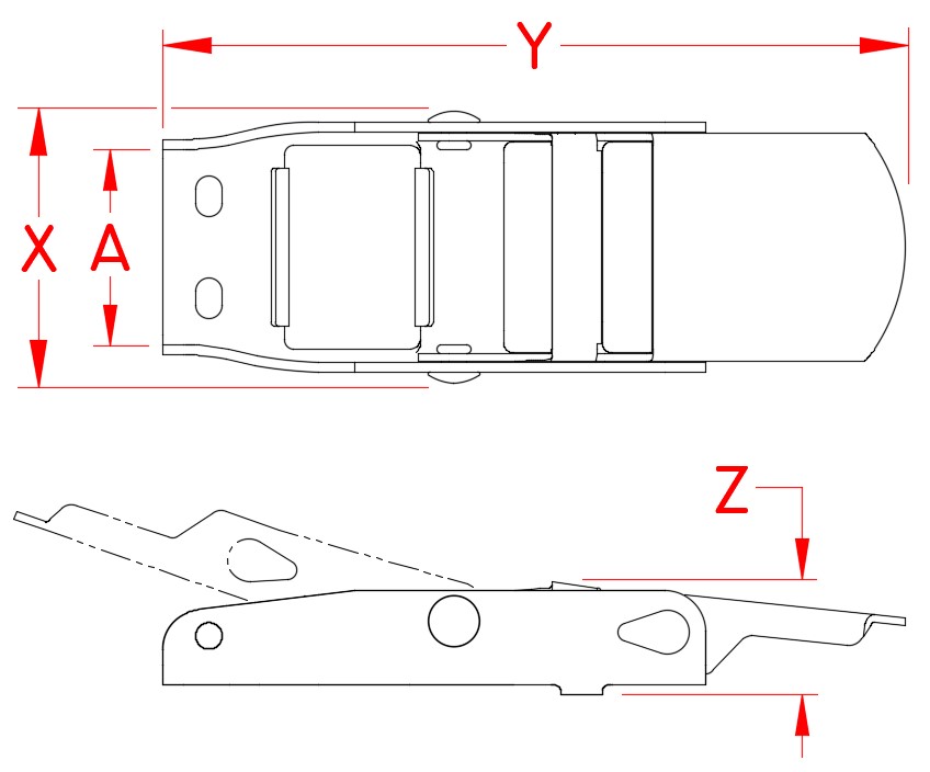 Stainless Steel Over-Center Buckle, webbing hardware, S0207-0025, S0207-0050, Specifications